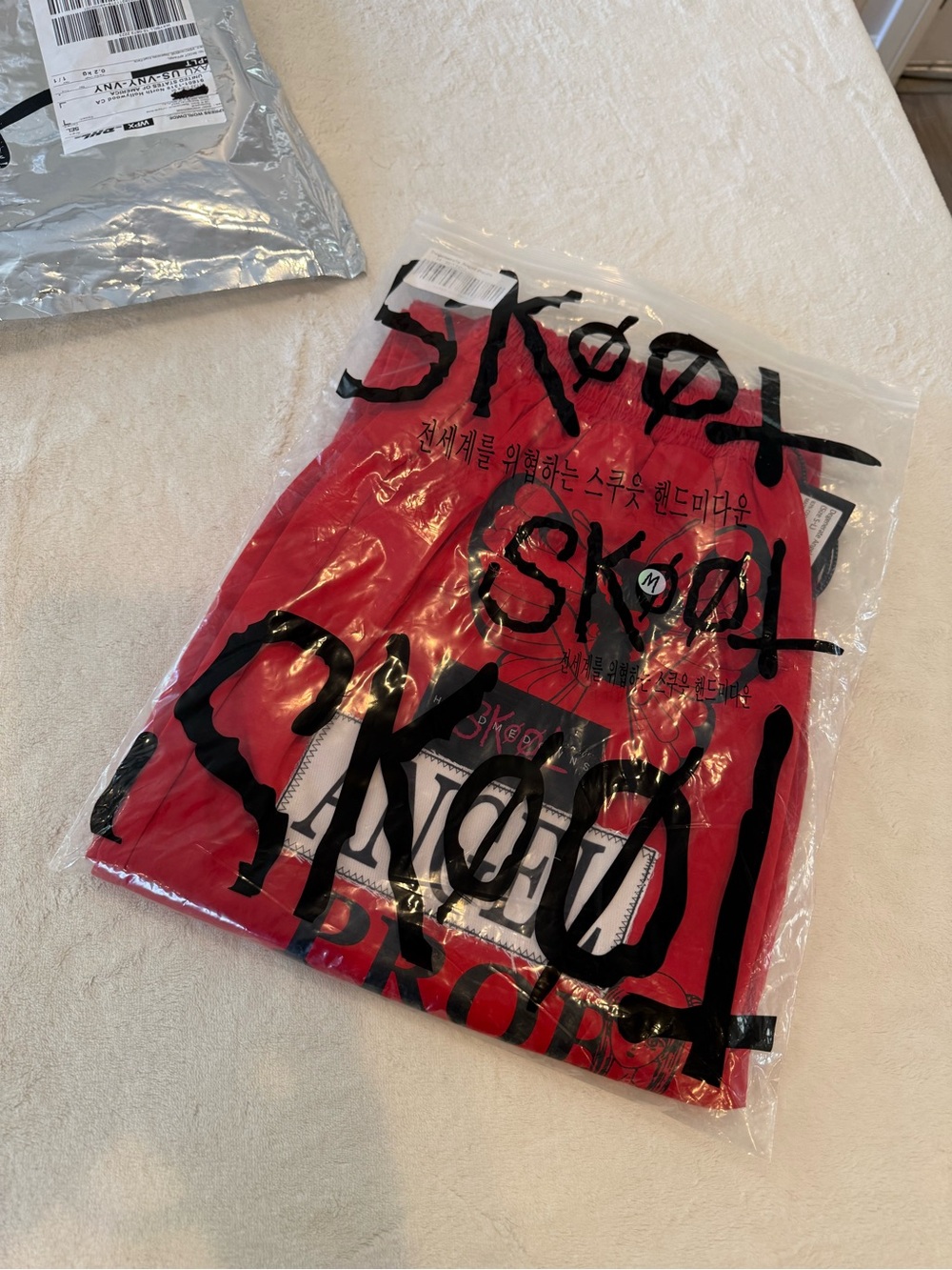 NWT✨ SKOOT Degenerate Angel Pants Red Graphic Techwear Joggers Medium - Picture 10 of 11